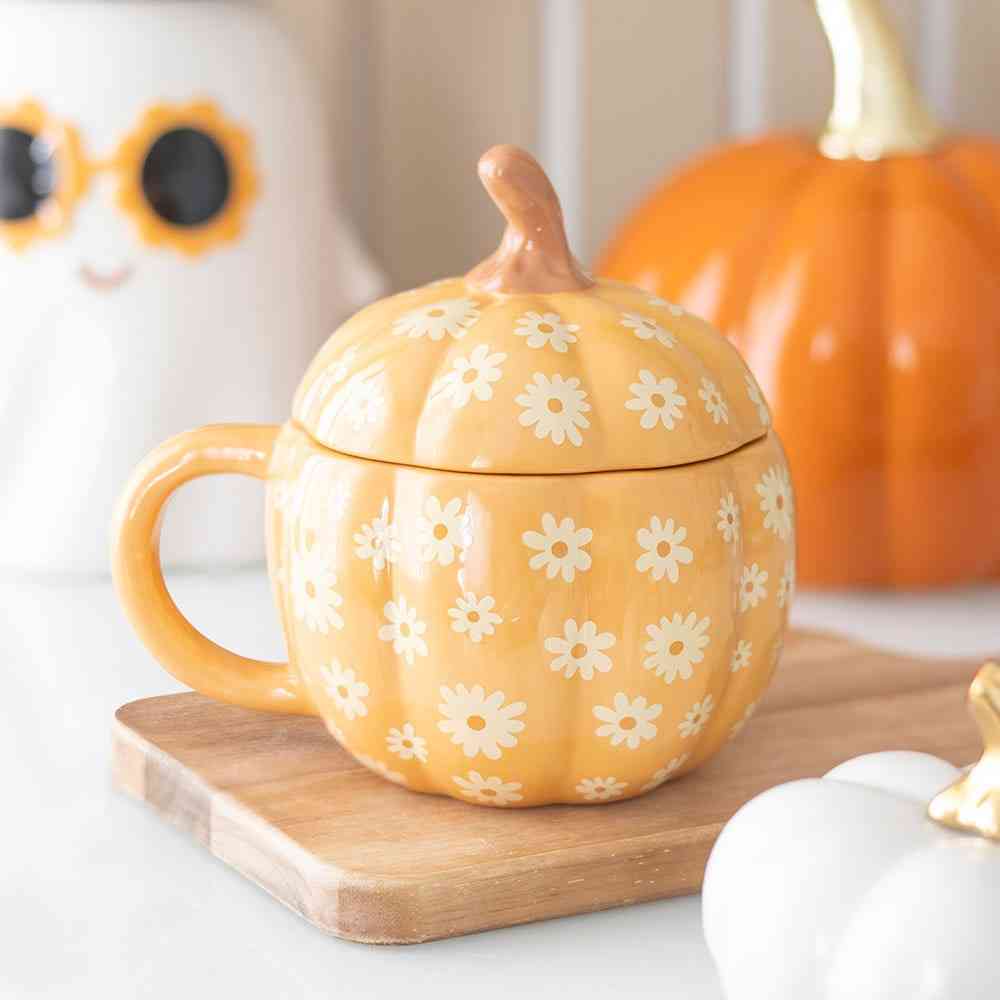 Something Different - Groovy Floral Pumpkin Lidded Mok/beker - Multicolours